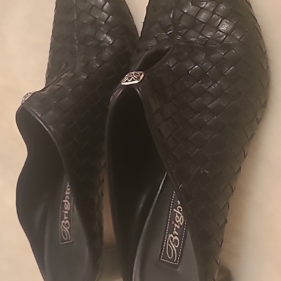 Brighton Shoes - Brighton mules, black woven leather upper and leather sole size 8 gently worn
